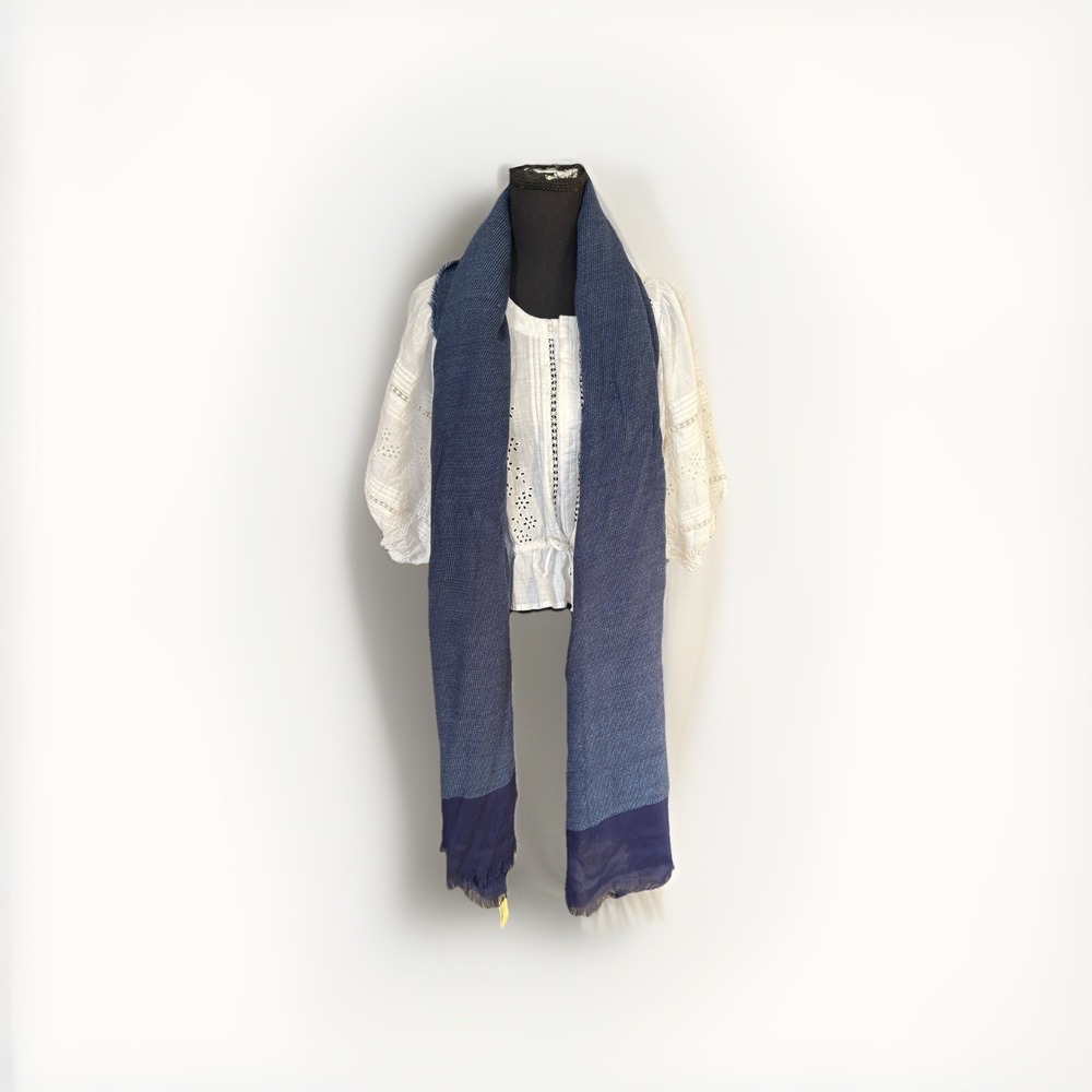 Collection 18 Blue Texture  Scarf 100% In The Colors Of Blue‎ Tone